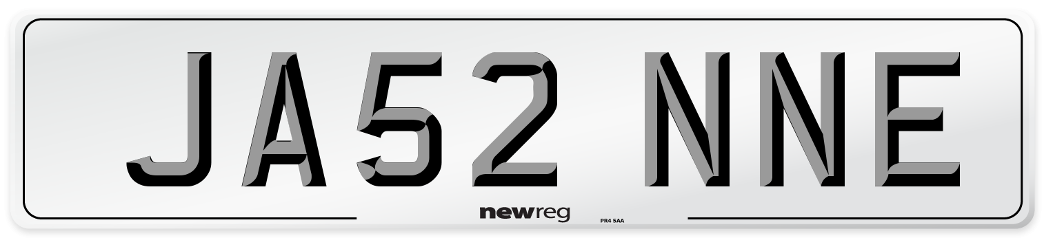 JA52 NNE Number Plate from New Reg